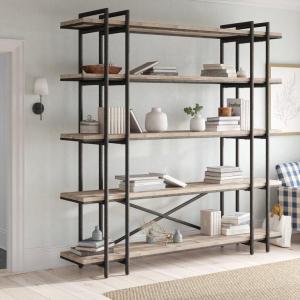 Стеллаж из металла и дуба на металле в стиле Loft R49-225