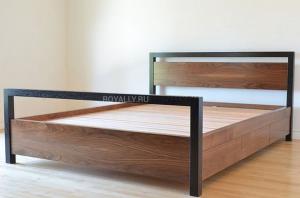 Двухспальная кровать металл и дуб (Лофт) R52-31