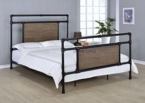 Двухспальная кровать в стиле Loft (металлокаркас и дуб) R52-39