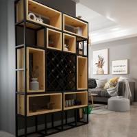 Стеллаж в стиле Лофт из металла и дуба R49-162