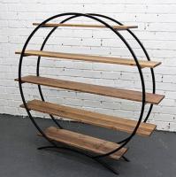 Круглый стеллаж в стиле Лофт (металл, полки дуб) R49-175