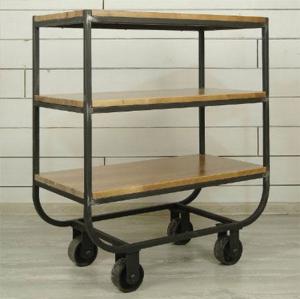 Консоль для гостиной в стиле Лофт на колесиках (металл, дуб) R43-718